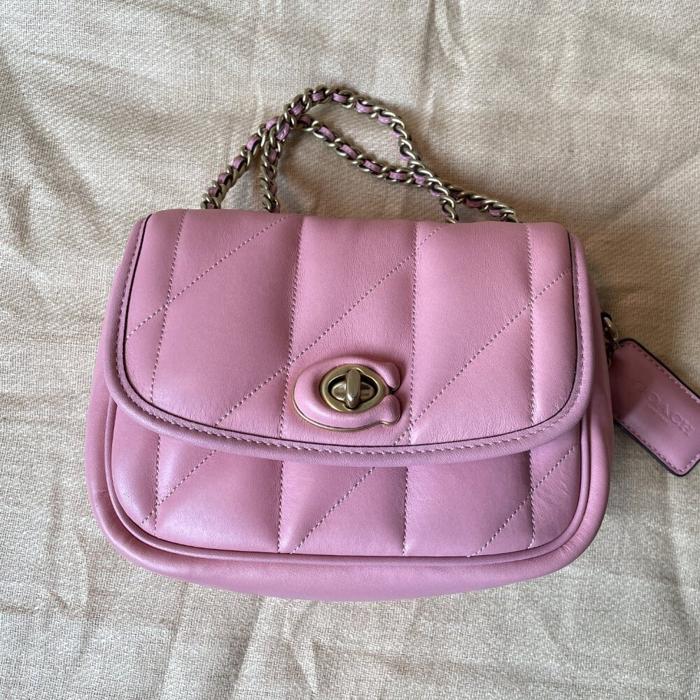 Pink Coach Pillow Madison Shoulder Bag 18 with Quilting